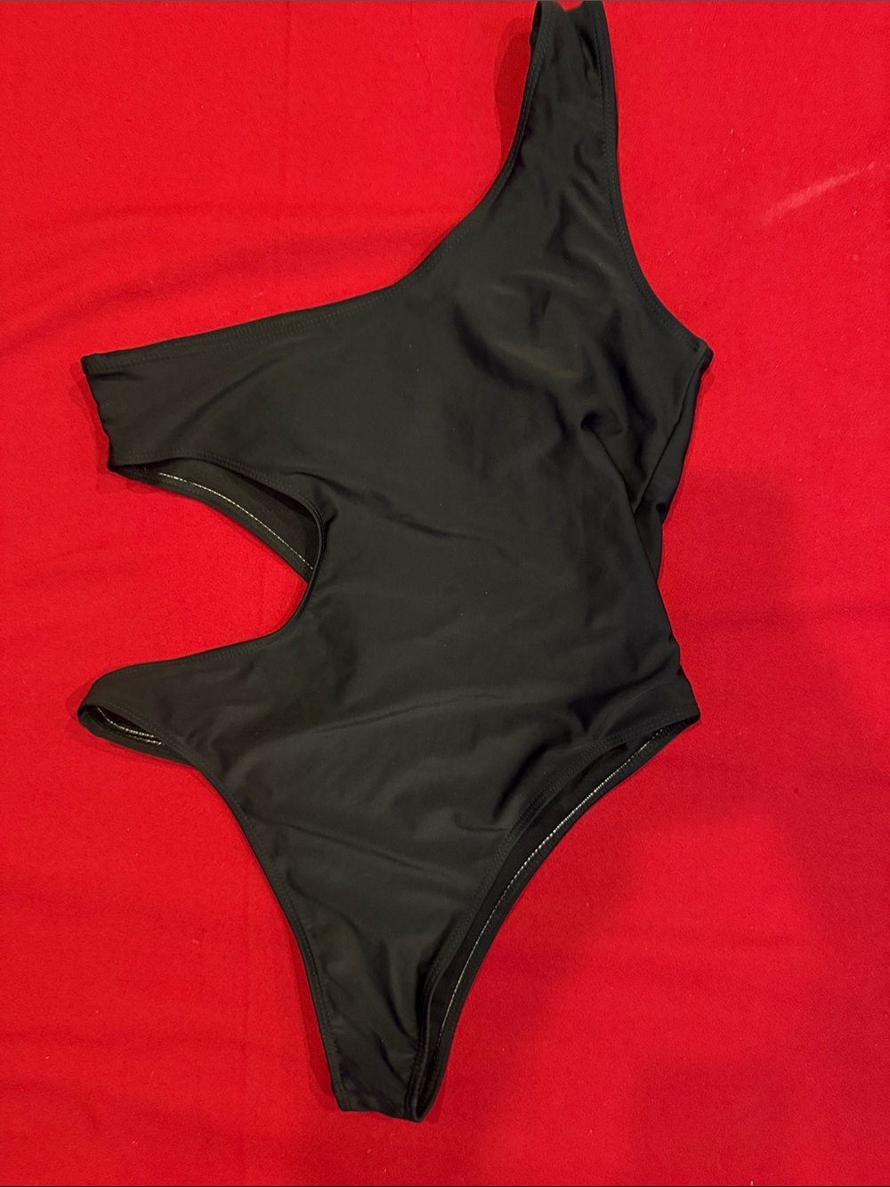 Black One-Shoulder Cutout Swimsuit